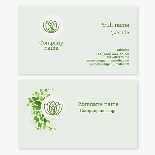 Business card template Leaves, plant growing, ecology