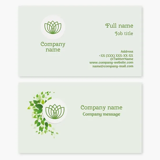 Business card template Leaves, plant growing, ecology