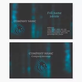Business card template. Dragon. Abstract. Computer games: team, club, equipment and game sales.