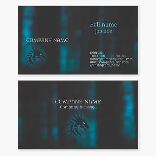 Business card template. Dragon. Abstract. Computer games: team, club, equipment and game sales.