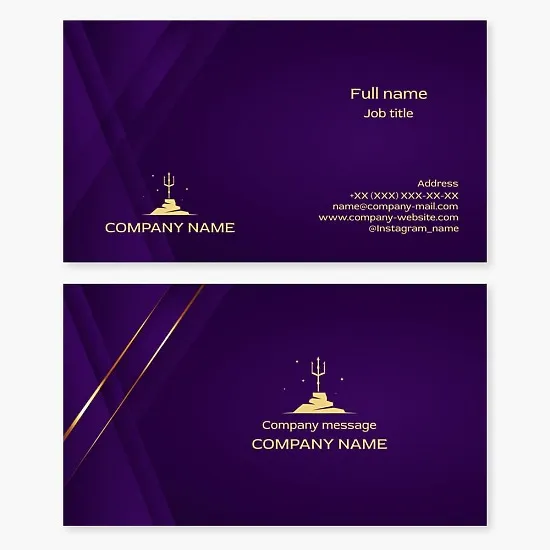 Business card template. Trident. Symbol of power, liberation, and resurrection.