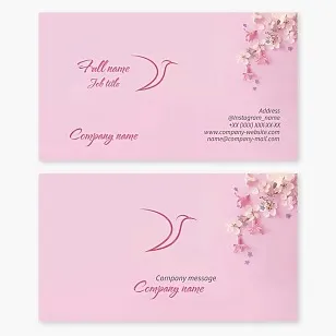 Pink Humming Bird Logo Business Card Template