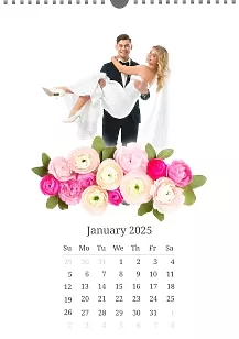 Calendar template Wedding photos with roses