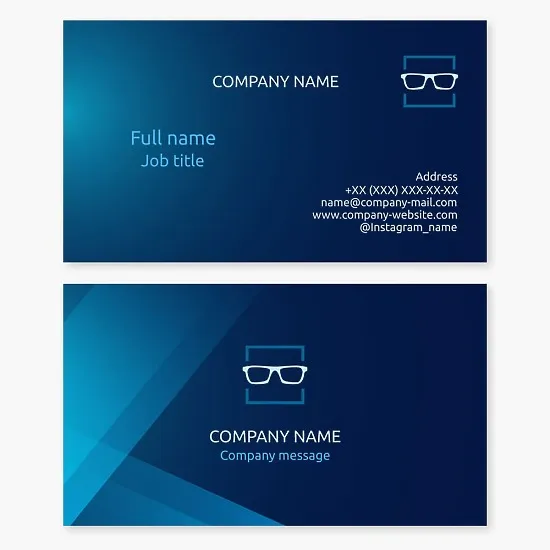 Business card template. Glasses to improve vision. Ophthalmologist.