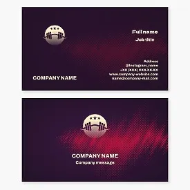 Business card template for fitness club, trainer. Dumbbells, gym.