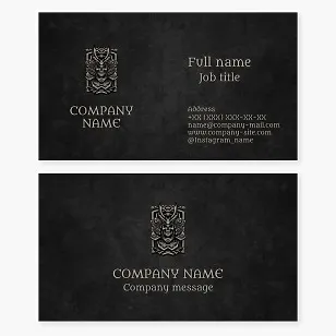 Business card template. Samurai skull in Japanese mythology.