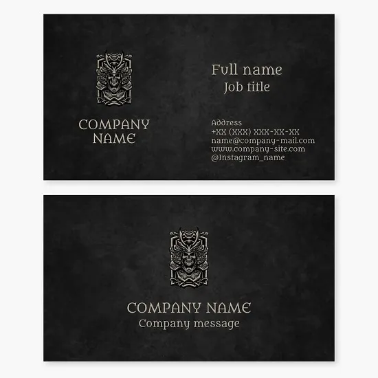 Business card template. Samurai skull in Japanese mythology.