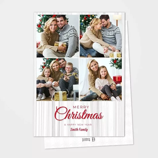 White and Grey stripes Christmas Card