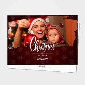 Red Christmas and New Year's Card with Photo Template