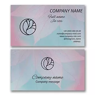 Pink and Blue Leaf Business Card