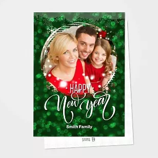 Green Glitter New Years Card