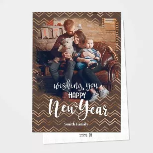 Brown New Year Card with your Family Photo