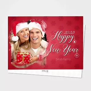 Red beautiful card, wishing a Happy New Year