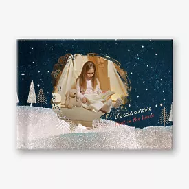 Photo book template with memories of winter