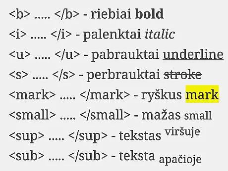 Teksto formatavimas redaktoriuje