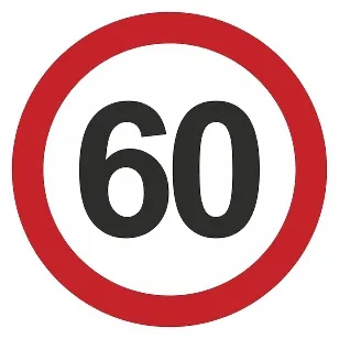 Печатная наклейка - «60» в красном круге, ограничение скорости, для авто