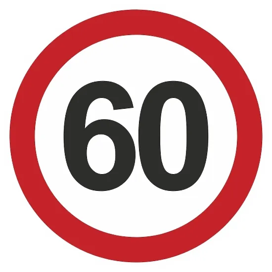 Печатная наклейка - «60» в красном круге, ограничение скорости, для авто
