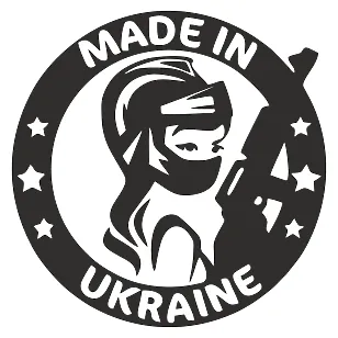 Вінілова наклейка на авто — Made in Ukraine дівчина зі зброєю