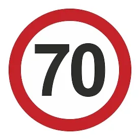 Друкована наклейка — «70» у червоному колі, обмеження швидкості, для авто