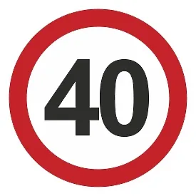 Друкована наклейка — «40» у червоному колі, обмеження швидкості, для авто