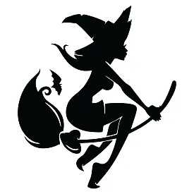 Вінілова наклейка – Молодая відьма з губами, цицьками і мітлою 🧙‍♀️🦇