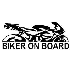 Плоттерная наклейка - «Biker on Board», с силуэтом байка