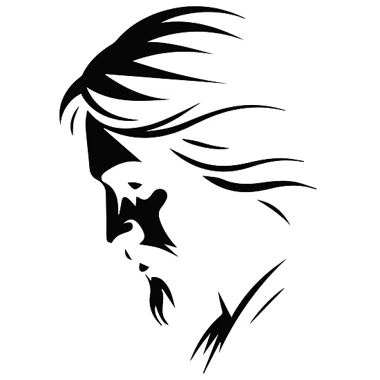 Виниловая наклейка - профиль Иисуса Христа, силуэт, образ веры
