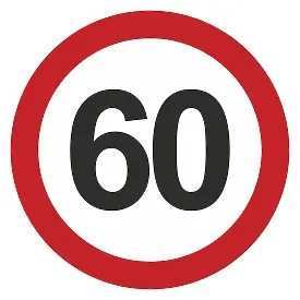 Друкована наклейка — «60» у червоному колі, обмеження швидкості, для авто
