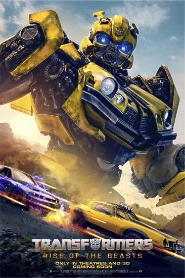 Купити постер "Трансформери: Rise of the Beasts" з роботом-трансформером BUMBLEBEE на постері - Час Звіроботів з Оптимусом Праймом, Бамблбі, Арсі, Міражем, Уилджеком та іншими