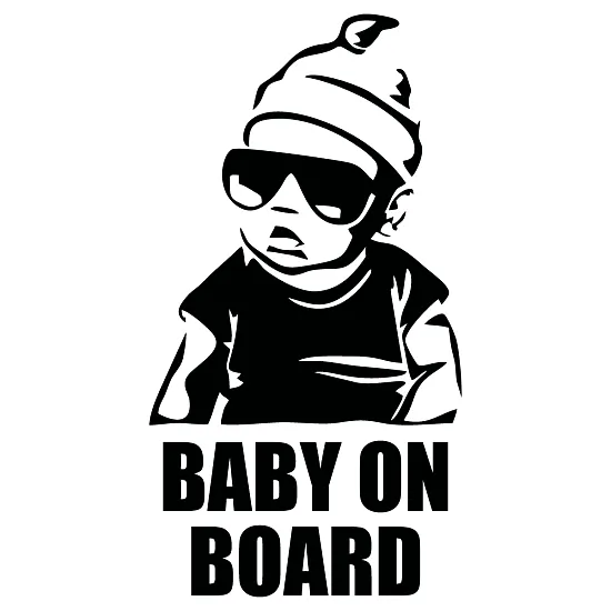 Виниловая наклейка на автомобиль — Baby on Board в очках