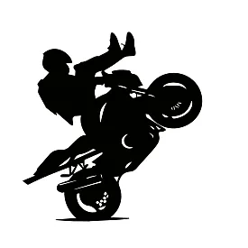 Плотерна наклейка — «Biker Stunt», байкер на козла з ногами вперед