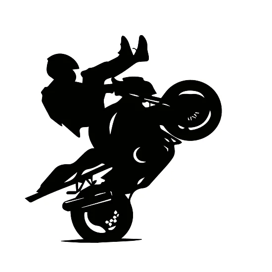 Плотерна наклейка — «Biker Stunt», байкер на козла з ногами вперед