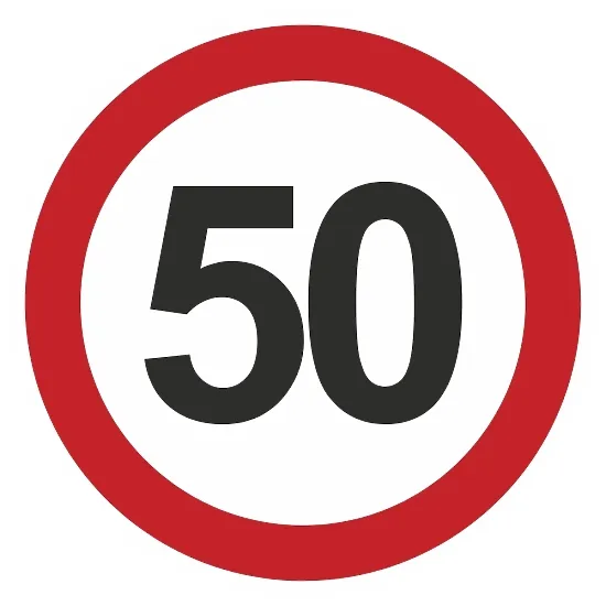 Печатная наклейка - «50» в красном круге, ограничение скорости, для авто