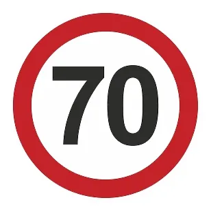 Печатная наклейка - «70» в красном круге, ограничение скорости, для авто