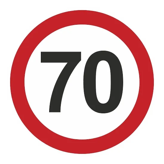 Печатная наклейка - «70» в красном круге, ограничение скорости, для авто