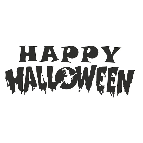 Виниловая наклейка – Happy Halloween со шрифтом и ведьмой 🎃🧙‍♀️