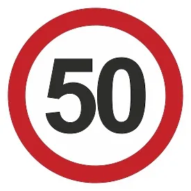 Друкована наклейка — «50» у червоному колі, обмеження швидкості, для авто