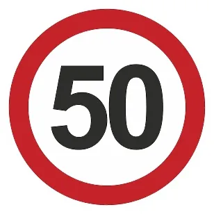 Друкована наклейка — «50» у червоному колі, обмеження швидкості, для авто
