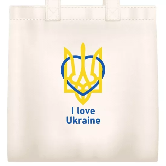 Экосумка с патриотическим принтом "I Love Ukraine" с гербом